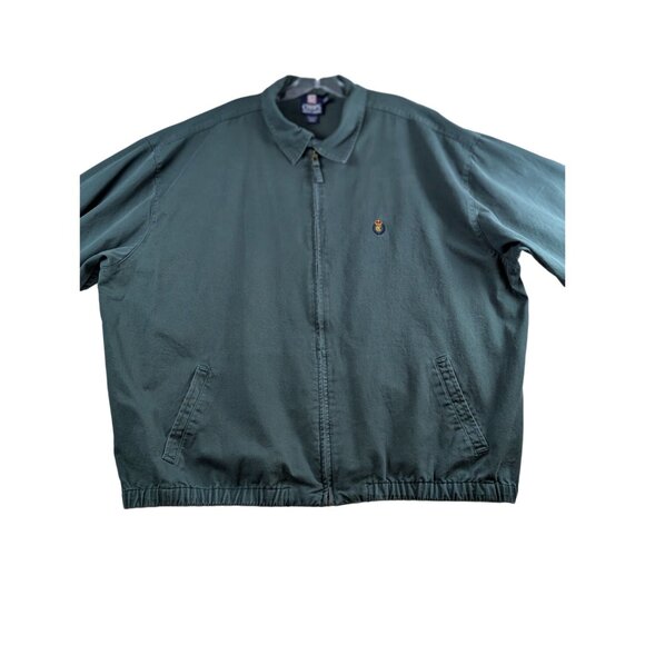 Vintage Chaps Ralph Lauren Mens XXL Green Jacket Embroidered Crest Logo Full Zip - Picture 2 of 13